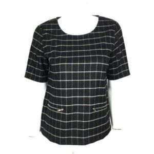 41 Hawthorn Black‎ Knit Back Zip Top Small Career Stretch Minimal